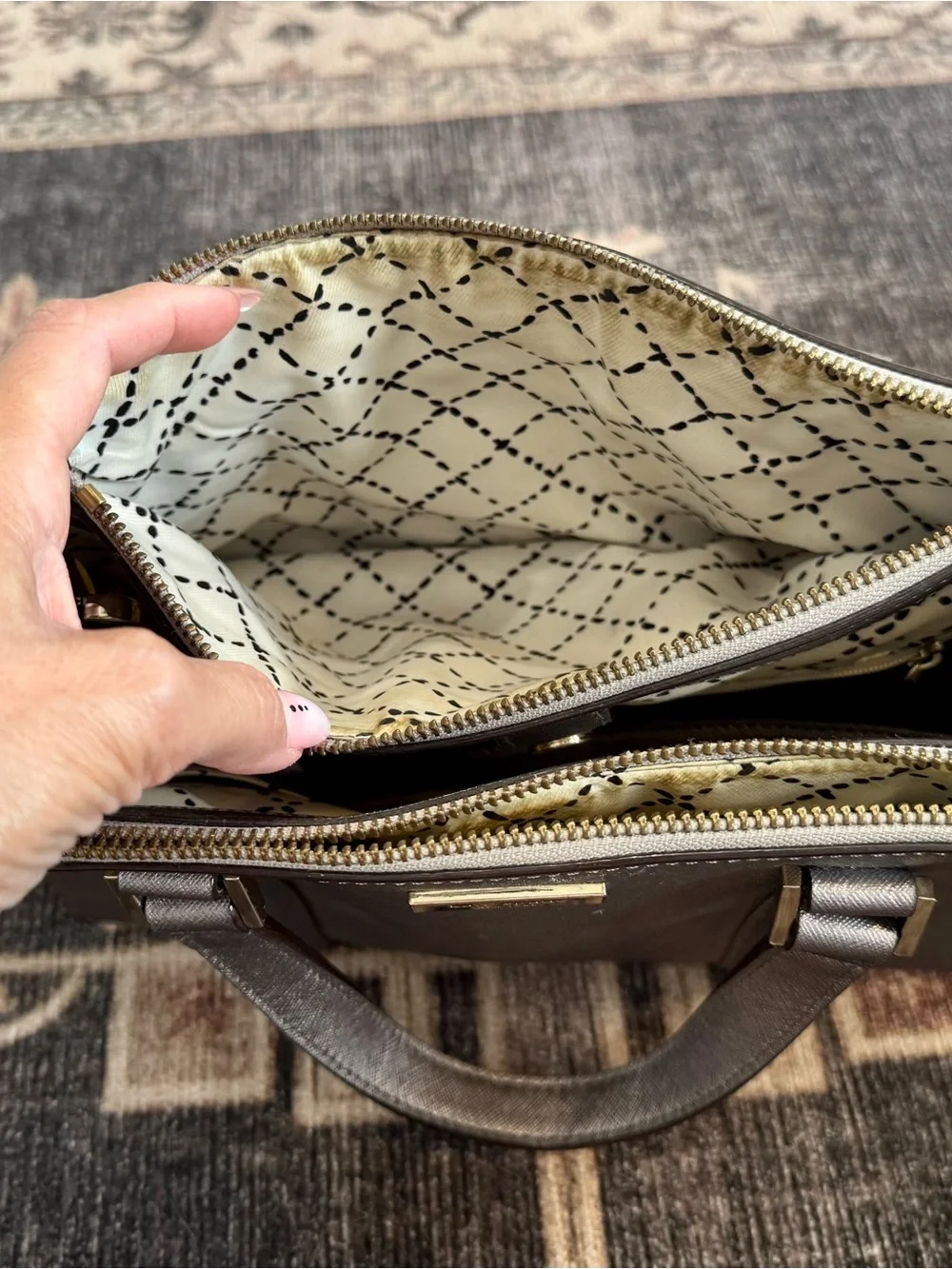 Kate Spade Bag — Newbury Lane Small Loden Satchel in Metallic Anthracite